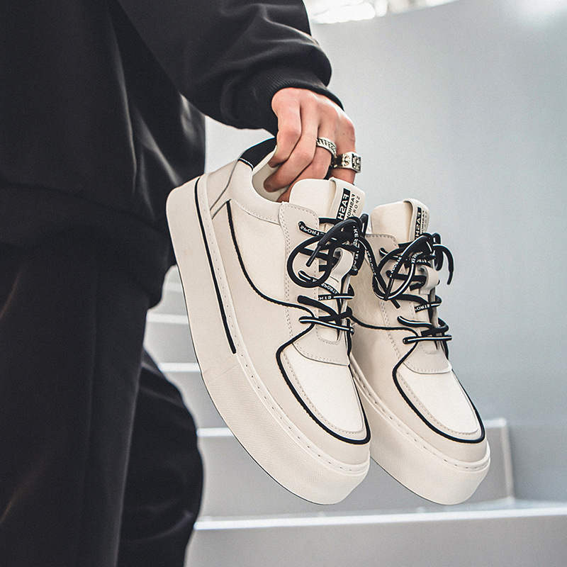 Herren Freizeitschuhe - Atmungsaktive Weiße Sneaker Low Top_voghion.com