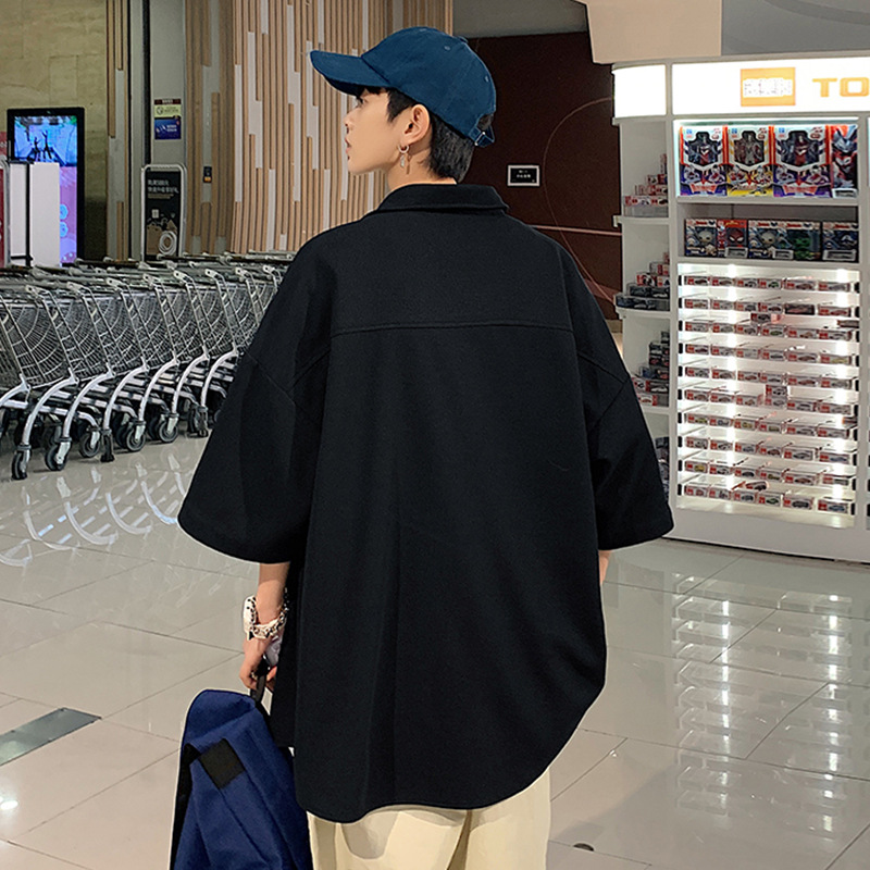 Camisa blanca de verano de los hombres 2023 nueva suelta más tamaño camisa de manga corta estilo universitario marca de moda chaqueta casual