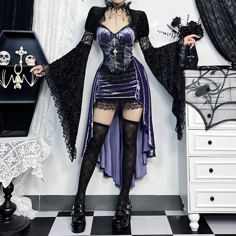 Dark Gothic Style Sexy Slim-Fit Purple Slip Dress 2006 New Model with Trailing Design Elegant Women's Dress Dark Gothic Style Sexy Slim-Fit Purple Slip Dress 2006 New Model with Trailing Design Elegant Women's Dress