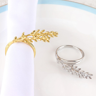 European and American metal electroplated wheat napkin ring hotel banquet table decoration golden wheat napkin ring wholesale