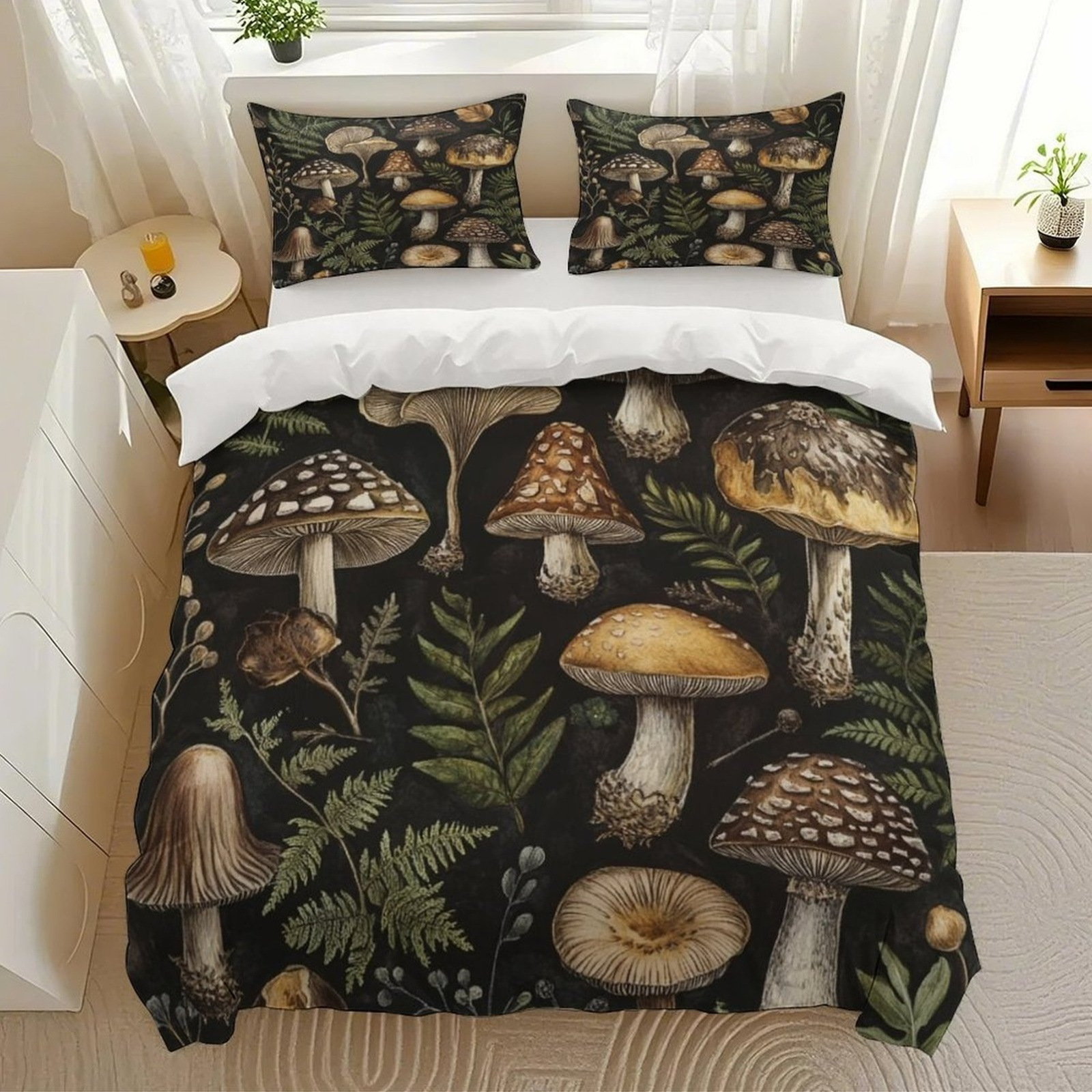 TEMU / JIT textil doméstico molido impresión digital de color iluminante set de colcha con patrón forestal para diseñar