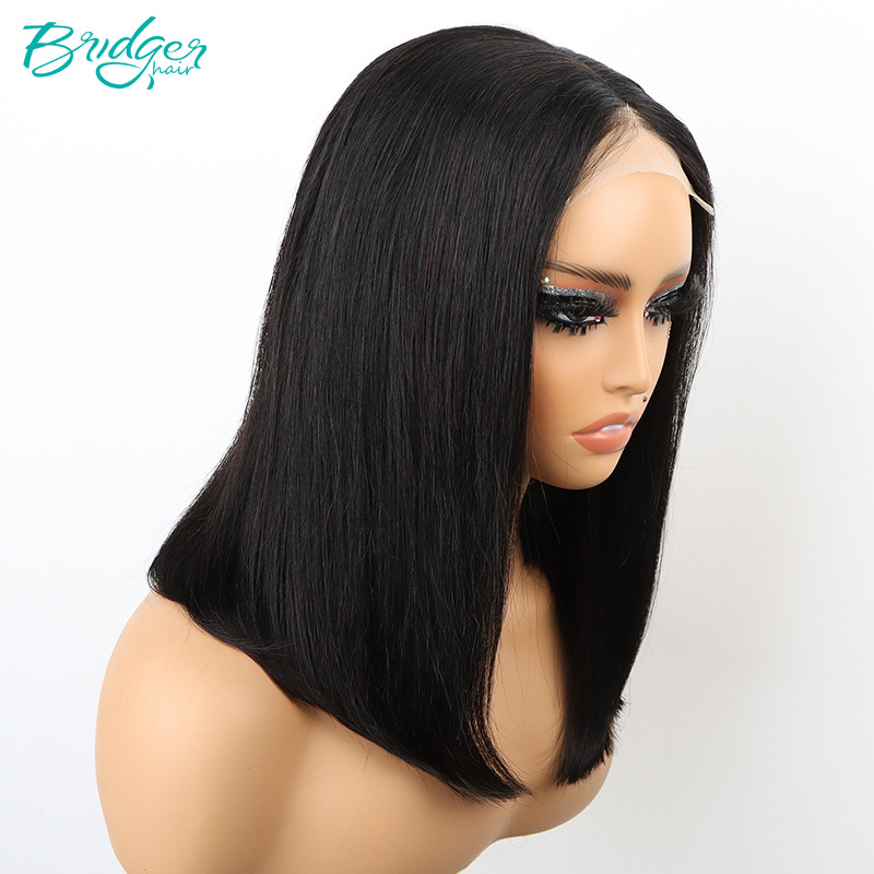 parrucche di capelli umani con capelli veri e naturali, copricapo BOB doppio disegnato da donna 4*4_voghion.com