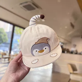 婴儿帽子春夏薄款可爱企鹅鸭舌帽男女宝宝软檐遮阳韩版新款鸭舌帽
