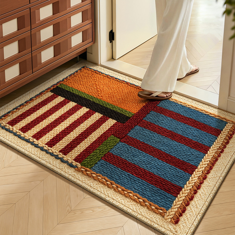 Three-proof loop-pile entrance door mat, vintage style, dirt-resistant foot mat, non-slip mat for the entranceway, household wipeable door mat Three-proof loop-pile entrance door mat, vintage style, dirt-resistant foot mat, non-slip mat for the entranceway, household wipeable door mat