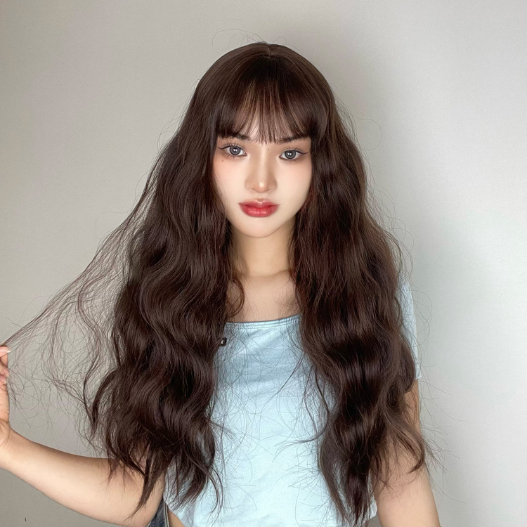 [Fashionable Self-Fluffy Long Curly with Bangs] Natural and Gentle Style Stage Wig Wholesale Wig in Stock