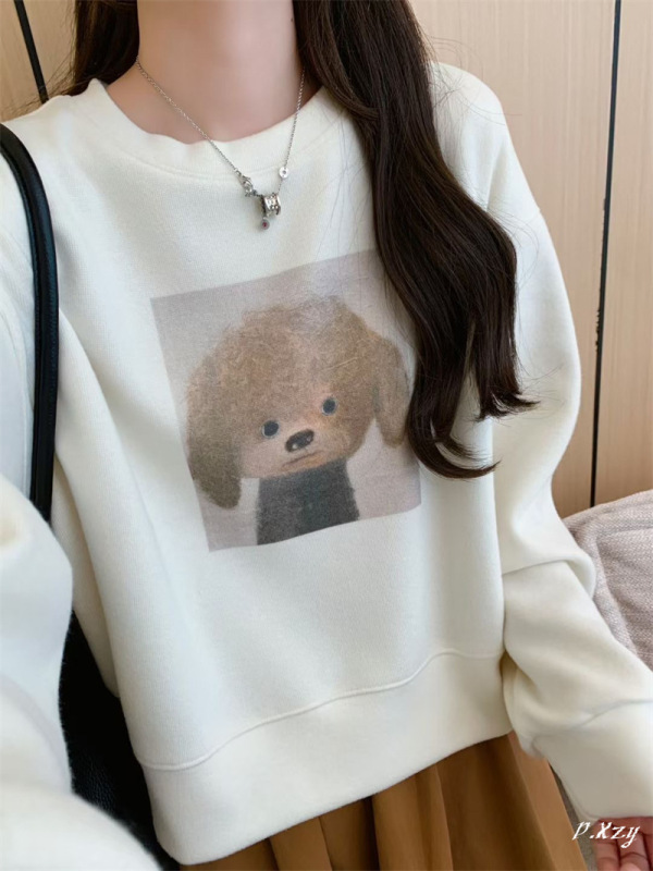 021慵懒风圆领卫衣女秋季新款薄款宽松韩版oversize女式上衣bf外|undefined