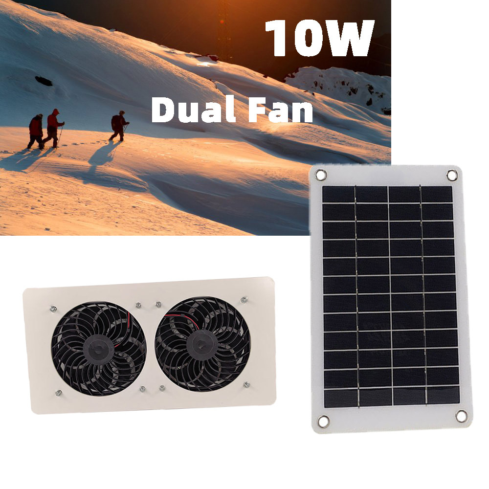 多晶10W 双太阳能风扇 宠物排风扇 跨境 新风系统户外便携风扇