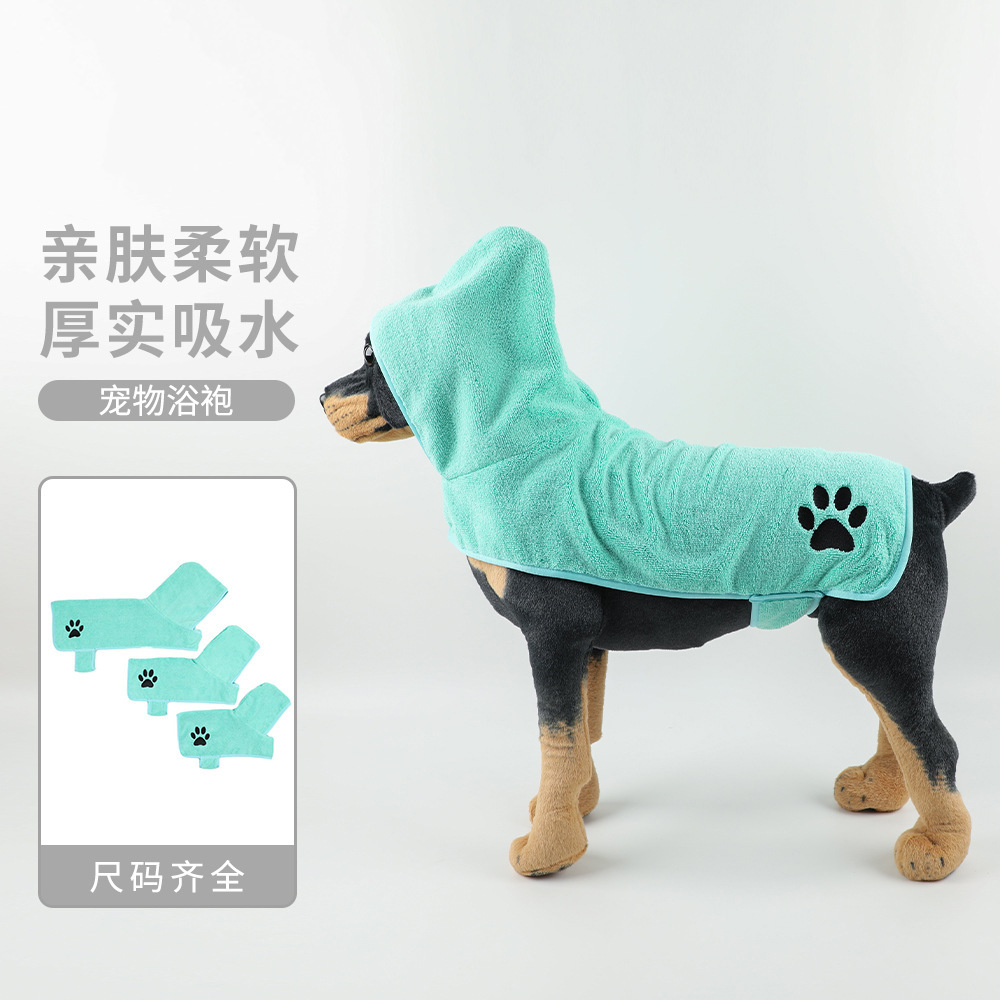 Albornoz para mascotas de microfibra bordado de fábrica, toalla de baño para perros, capa cálida de secado rápido y absorbente
