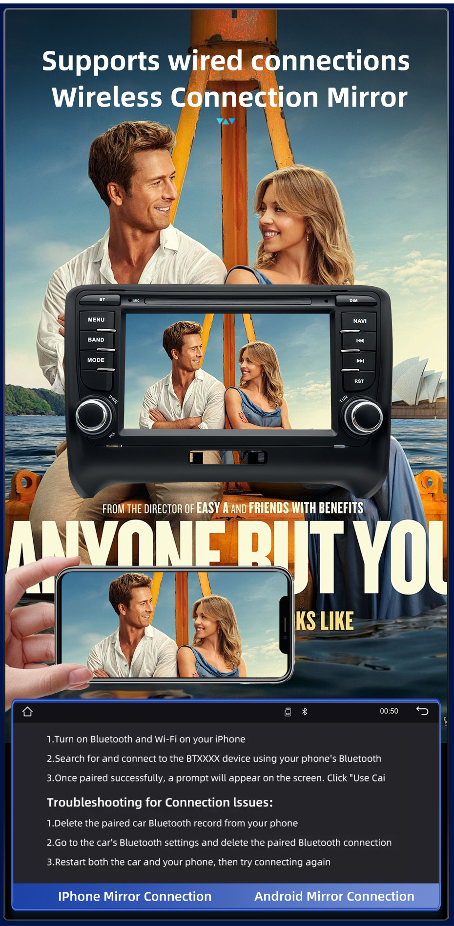 7inch Suitable for Audi Tt Mk2 8J Car Central Control Large Screen Navigation Carplay Audio and Video Player