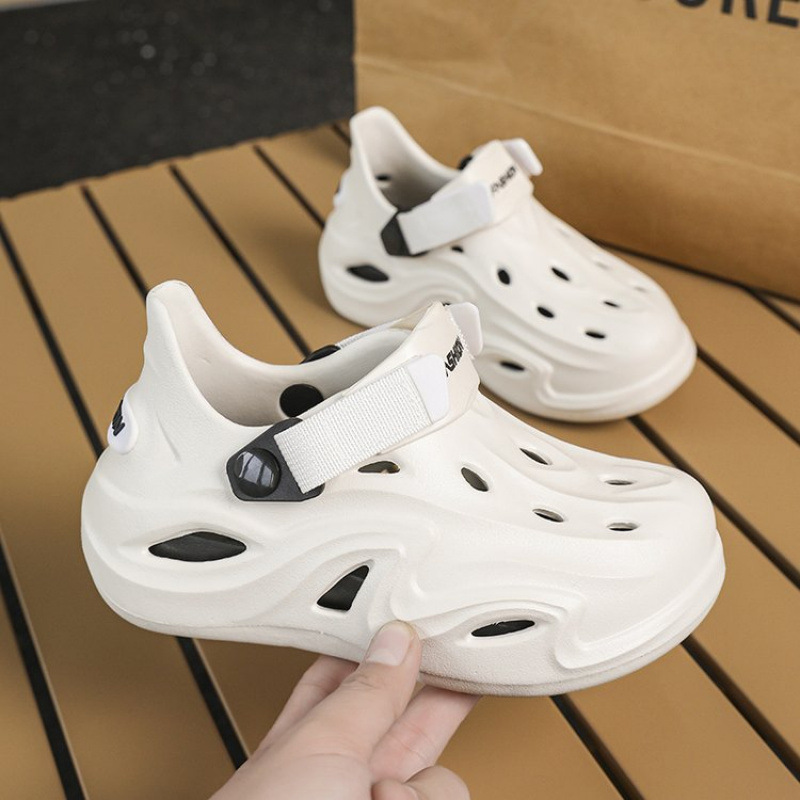 Zapatos con agujeros para padres e hijos verano nueva moda de doble capa suela gruesa zapatos para niños zapatos casuales transpirables zapatos de playa antideslizantes