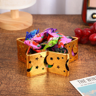 Creative hollow five-pointed star candy plate High Sense Hotel snack plate decoration household light luxury iron dried fruit plate