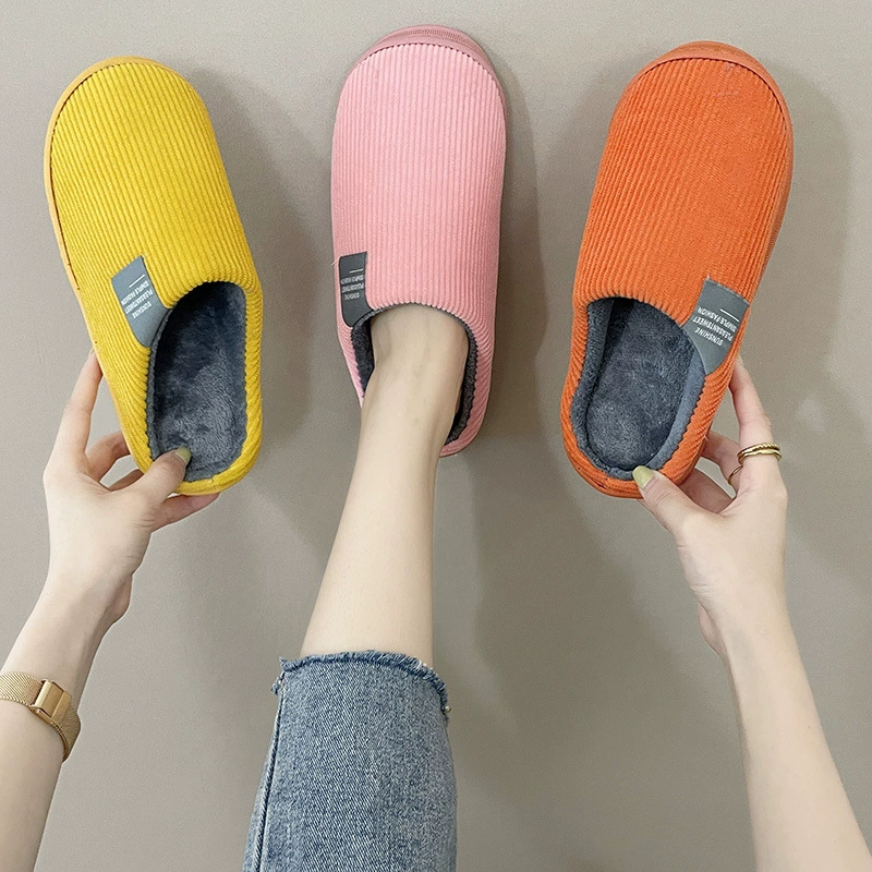 2024 хлопковые тапочки для женщин, осенние и зимние домашние теплые плюшевые домашние тапочки для пар, обувь для беременных.