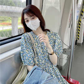 小清新泡泡袖碎花连衣裙女夏季新款法式初恋温柔风初恋气质长裙子