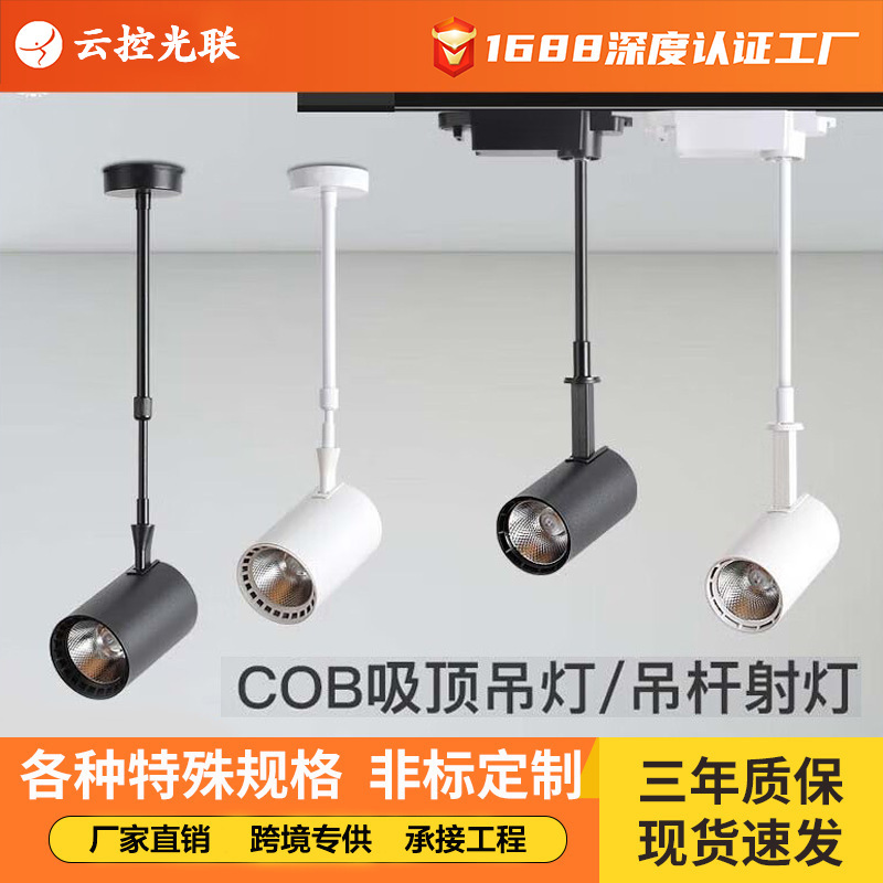 Commercial Long Pole Surface Mounted Led Spotlight Hanging Rod Track Light Commercial Clothing Store Supermarket Exhibition Cob Light Spotlight