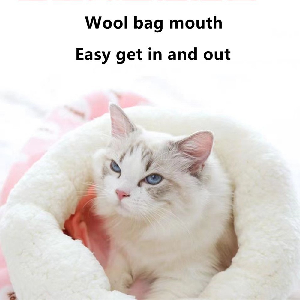Nido de gato de mascota cachemira de cordero otoño invierno cálido gato bolsa de dormir perforación cerrada gato de seguridad invierno gato algodón nido