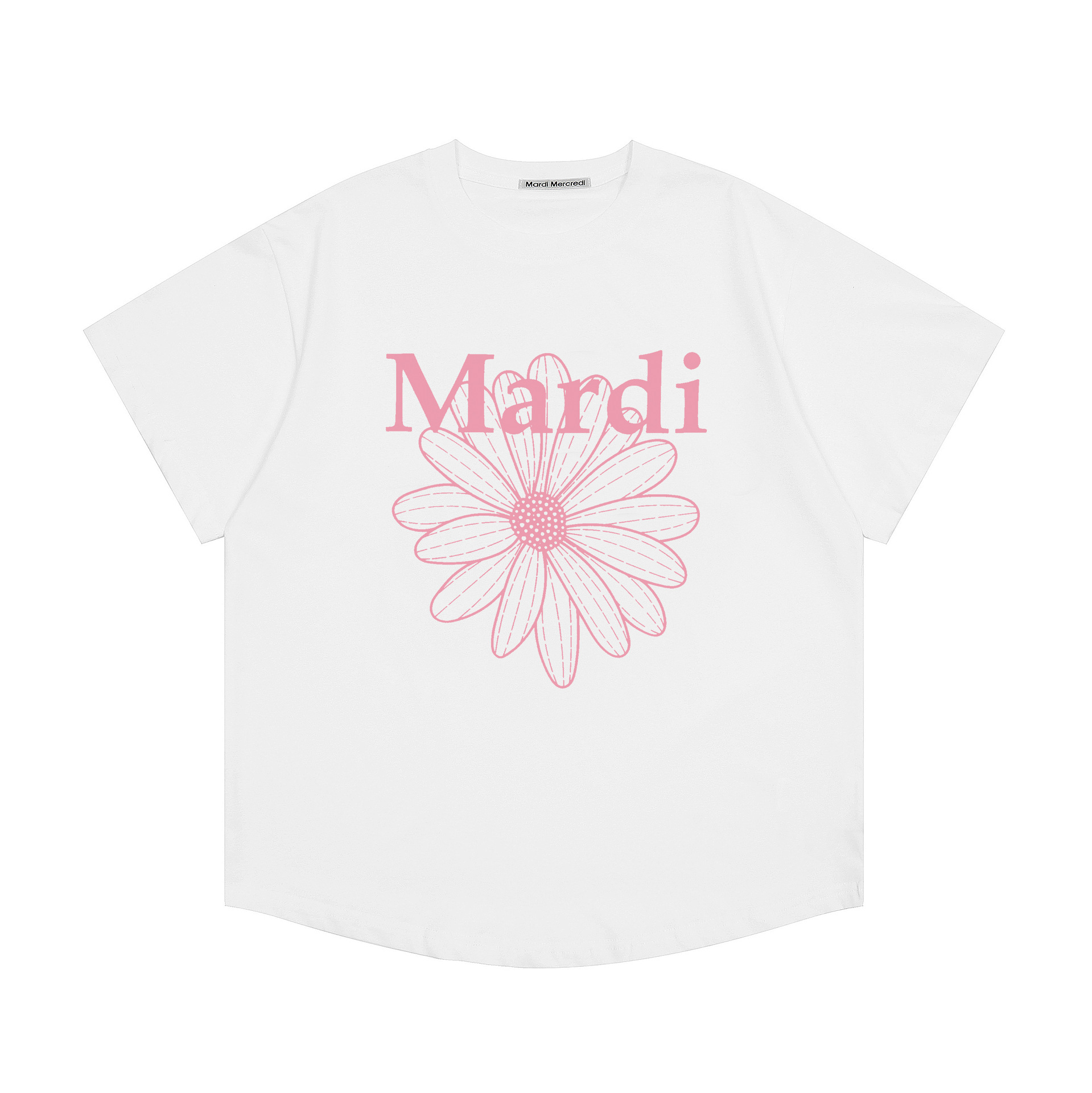 現物韓国潮牌Mardi半袖女性25夏新作デイジープリント丸襟純綿上着tシャツ代発