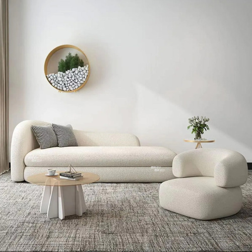 Hollywood modern minimalist lamb wool Empress chair sofa Nordic small apartment curved designer boutique sofa chair