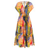 Bat sleeve V-neck open back strapping dress summer women's printed long skirt