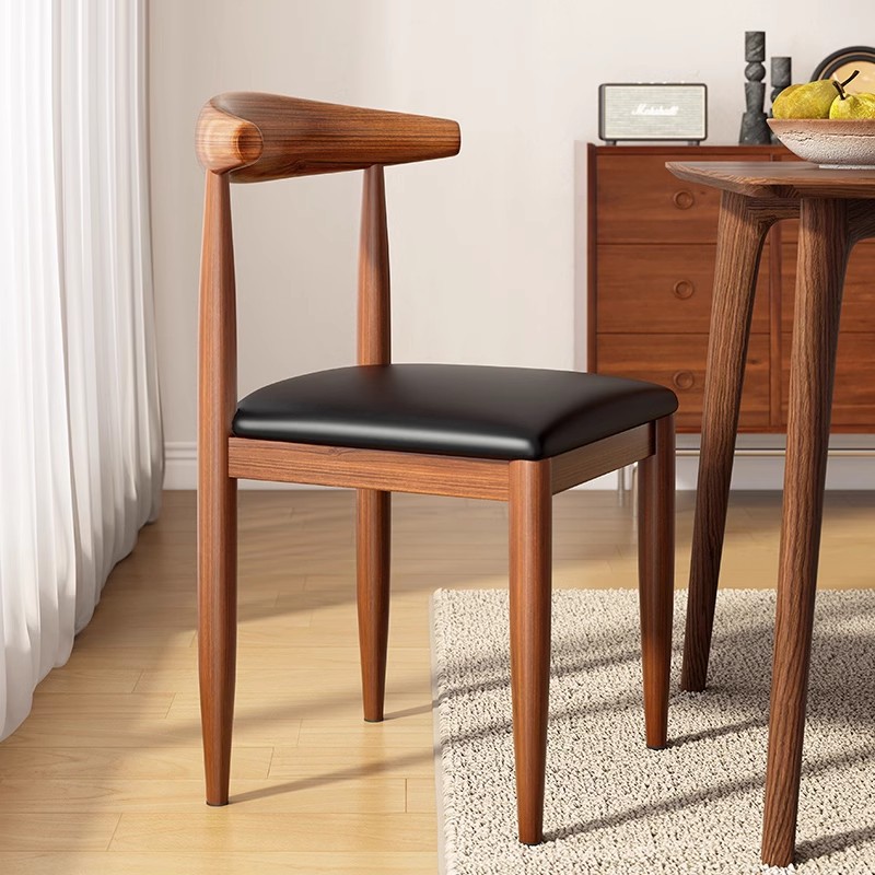 Silla de comedor de cornucopia, taburetes de respaldo, escritorio y silla nórdica doméstica, silla de mesa de comedor moderna y simple, imitación de taburetes de madera sólida y hierro forjado