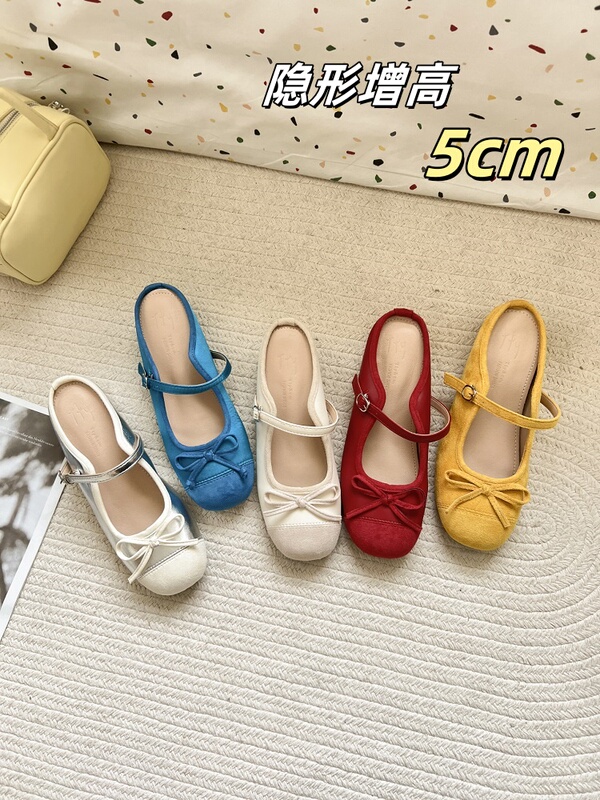 French-Style Bowknot Half-Slip Sandals for Women, 2026 Summer New Model, Chanel-Inspired Style, Height-Increasing Ballet Flats for Petite Individuals