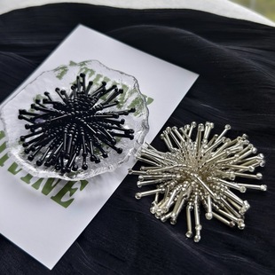 7cm handmade beaded black and white long beaded tube beaded flower cloth stickers diy fashion clothes decorative accessories sunflower