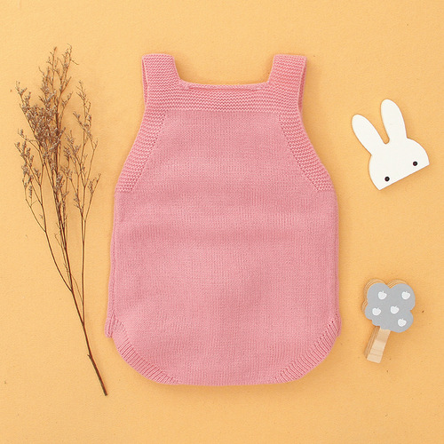 Ins best-selling unisex children's knitted sweater cute cartoon rabbit pull-up onesie
