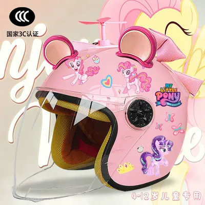 Seasons Universal Warm Half Helmet | Motosiklet kaskı (dəbilqə) - pink-half-helmet-random-windmill-rose-pink-bear-ears-pink-butterfly-childrens-3c-certification-pony-tzt