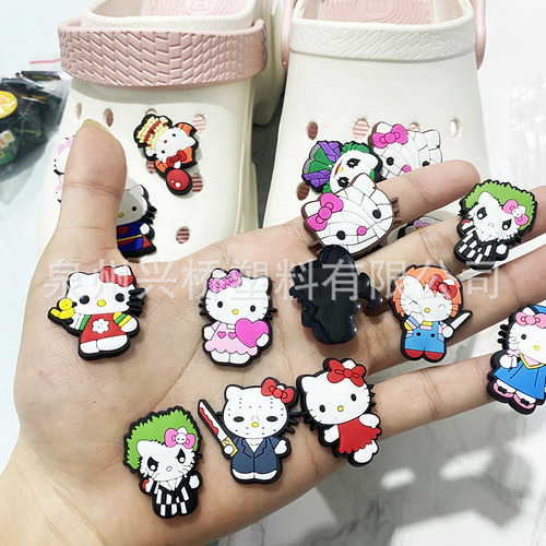 Cross-border exclusive Hello Kitty cartoon kt cat hole hole shoes DIY accessories PVC soft rubber shoe flower shoe buckle shoe accessories