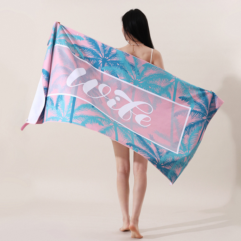 0975 pink blue coconut tree (double-sided velvet)