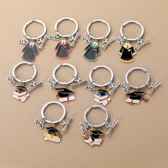 Good Luck Every Exam Must Pass Doctor Hat Graduation Exam Keychain Souvenir Student Cartoon Bag Pendant Decorative Chain