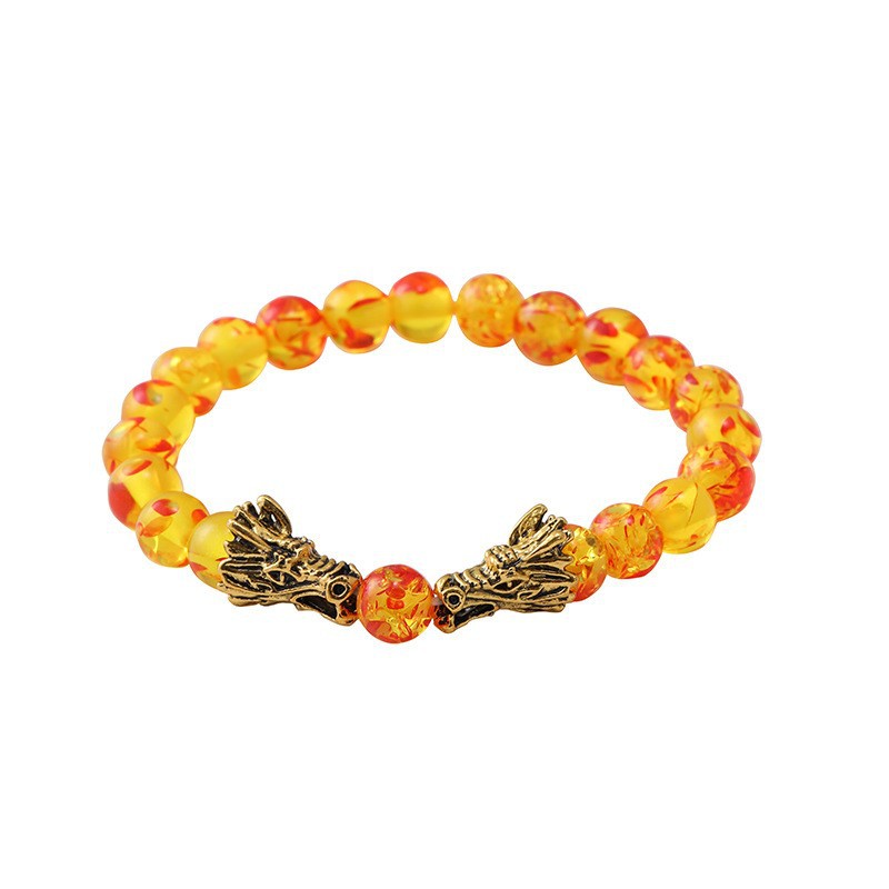 Suministro de comercio exterior joyería moda simple piedra volcánica de 8mm blanco turquesa pulsera de cristal amarillo pulsera de grifo pulsera al por mayor