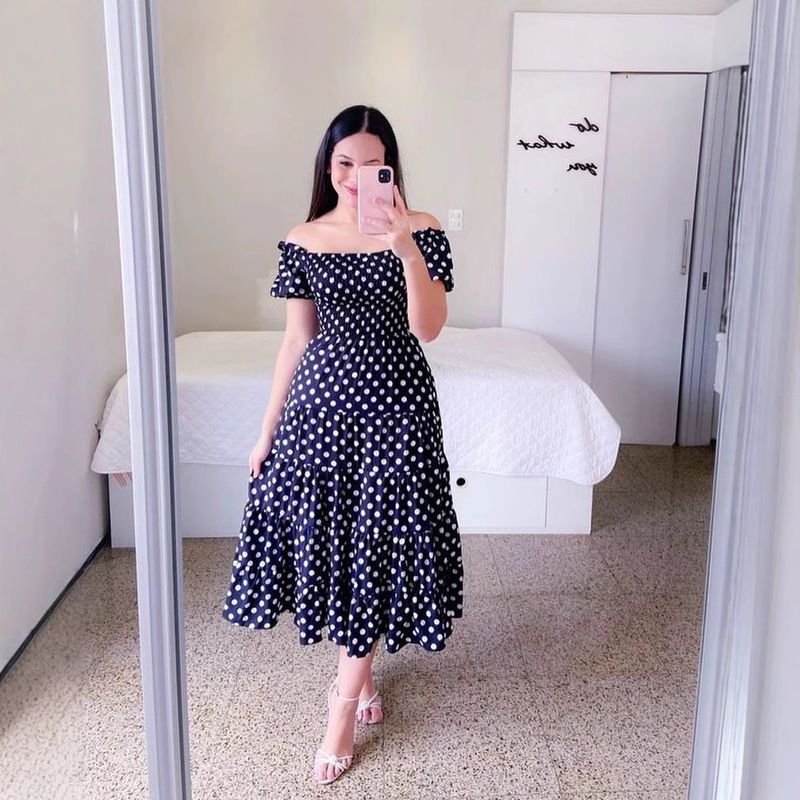 2025 Cross-Border Spring and Summer New Amazon European and American Printed French Sweet Dress One-Shoulder Floral Off-Shoulder Fairy 2025 Cross-Border Spring and Summer New Amazon European and American Printed French Sweet Dress One-Shoulder Floral Off-Shoulder Fairy