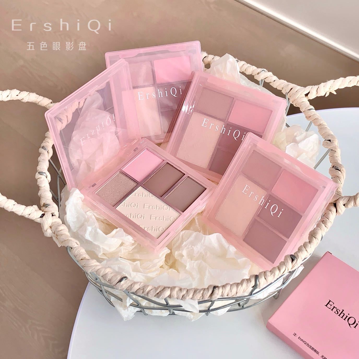 Ershiqi 5-Color Blush Highlighter Palette Contour Blush Cream Powder Matte Face Brightening Medium Expansion Color Eyeshadow