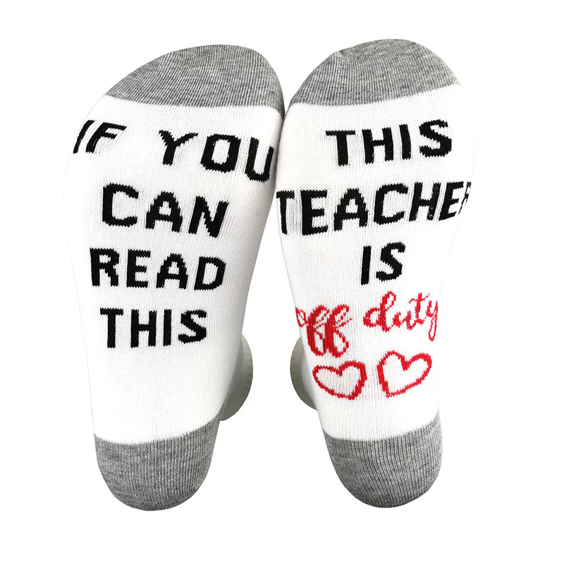 Amazon European and American Cross-Border Nurse Socks Teacher Cotton Mid-Calf Socks with Soles Letters Nurse Is Off Duty