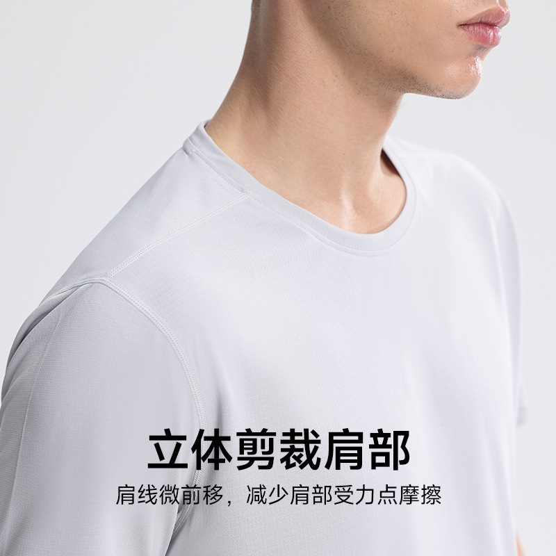 lulu el mismo cuello redondo hombre camiseta de entrenamiento al aire libre de manga corta correr camiseta de entrenamiento de acondicionamiento físico chaqueta de secado rápido hielo absorbente
