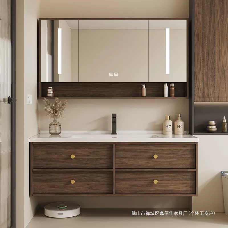 中古风浴室柜奶油风陶瓷一体组合洗脸盆卫生间洗手盆套装洗漱台盆