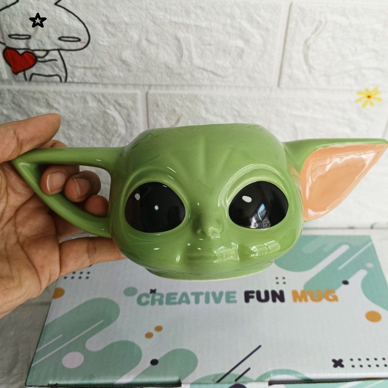 Taza de Cerámica con Diseño de Yoda Verde de Star Wars, Taza de Agua 3D de Anime, Taza de Café