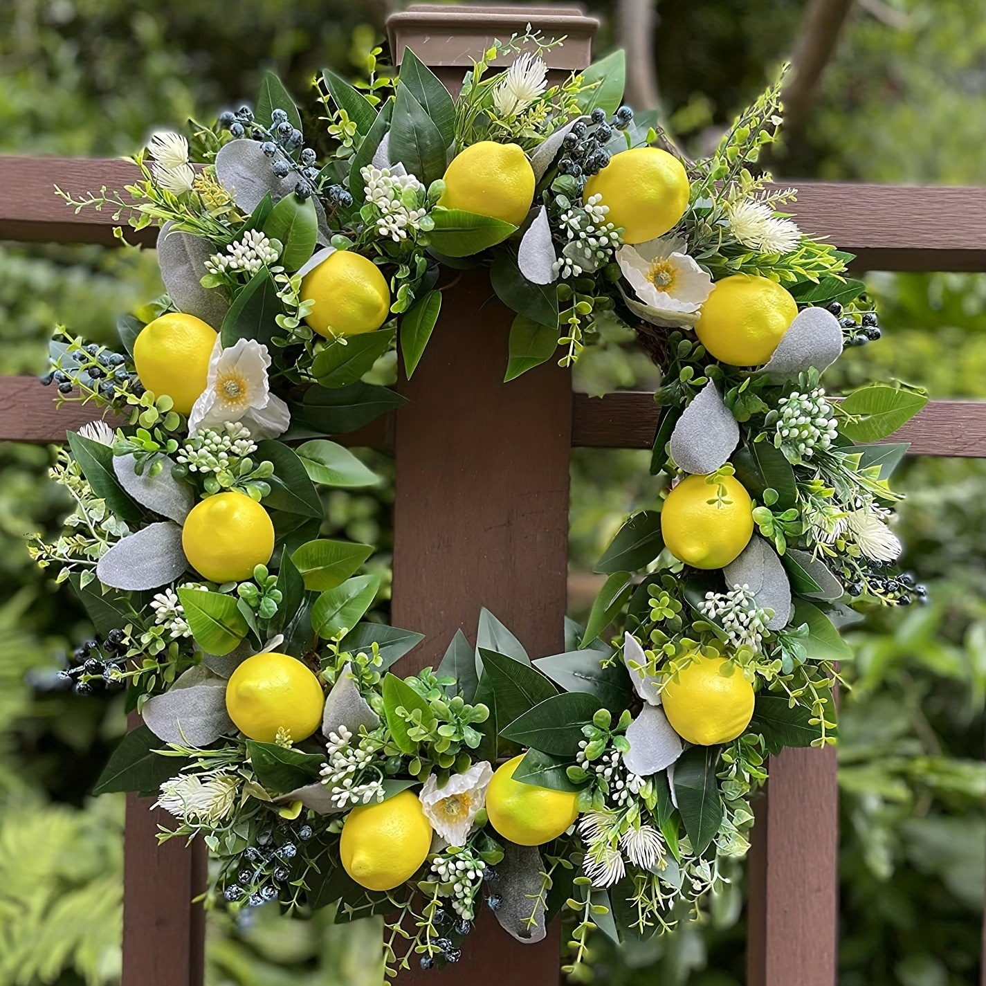 Ghirlanda di limoni estivi caldi transfrontalieri Haobei, ghirlanda di frutta artificiale con foglie gialle e verdi, ciondolo per appendere la porta d'ingresso_voghion.com