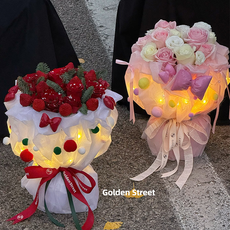 Casa creativa de dulces de Navidad espuma ramo de espuma papel de embalaje bola de lana papel de regalo de Nochebuena papel al por mayor