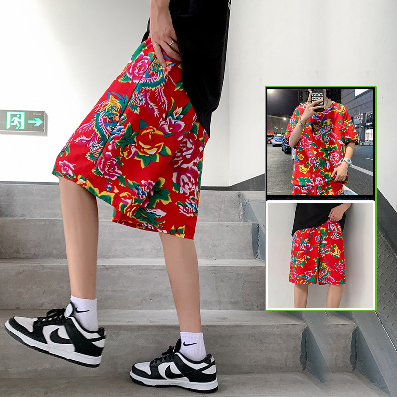 DK2009 Summer New Men's and Women's Unisex Big Flower Beach Pants plus size Northeast Big Flower Shorts Team Pants Sports Basketball Pants