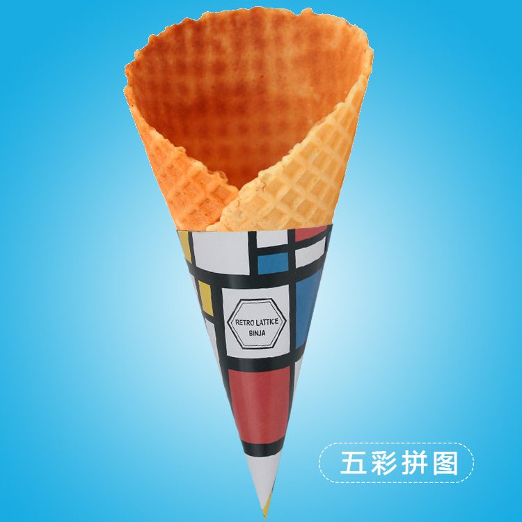 WI25 Big Mac Paper Sleeve Baking Paper Cup 34 Degree Large Opening Ice Cream Paper Sleeve Cone Ice Cream Paper Holder 10