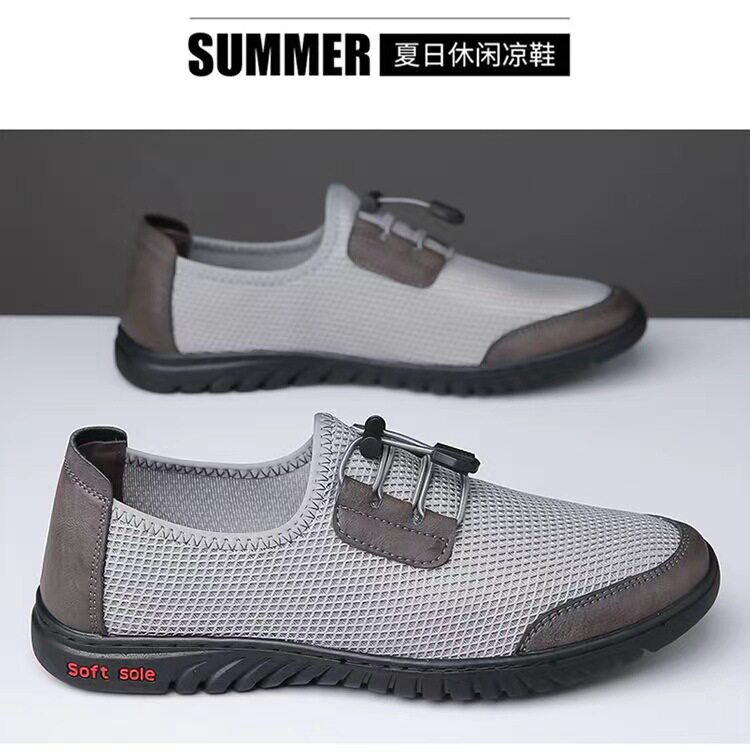 Giày thể thao nam sneaker lười thân lưới dệt kim thoáng khí, đế cao su chống trượt — màu xám, màu đen chi tiết 17