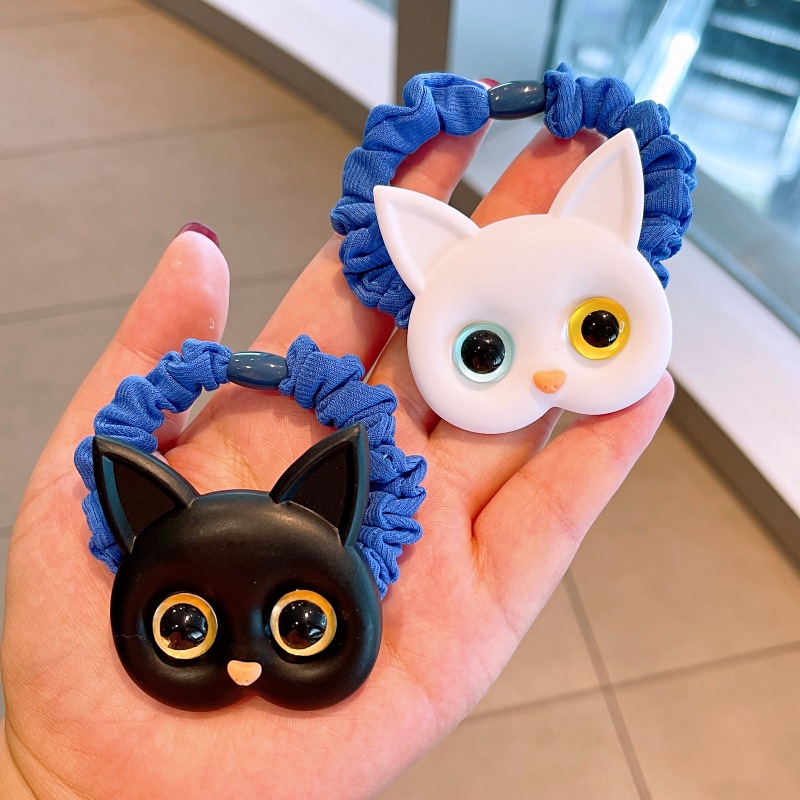 Japanese And Korean New Style Cute Cat Hair Rope Color Small Intestine Cloth Ring Girl Ball Head Rope Tie Hair Rubber Band Jewelry display picture 18