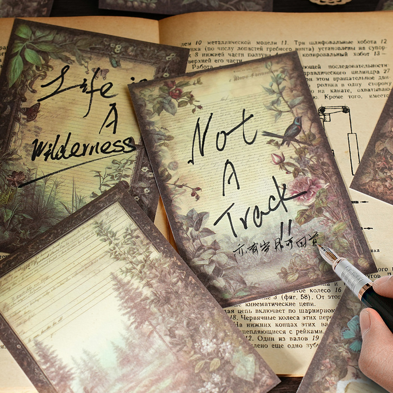 Papel de material A6 de aves italianas Retro Flor ins regalo papel de embalaje cuentas de mano paisaje decoración DIY papel de material de base