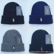 冬季男士针织帽跨境保暖毛线帽休闲百搭加厚套头帽小马刺绣粗纹帽