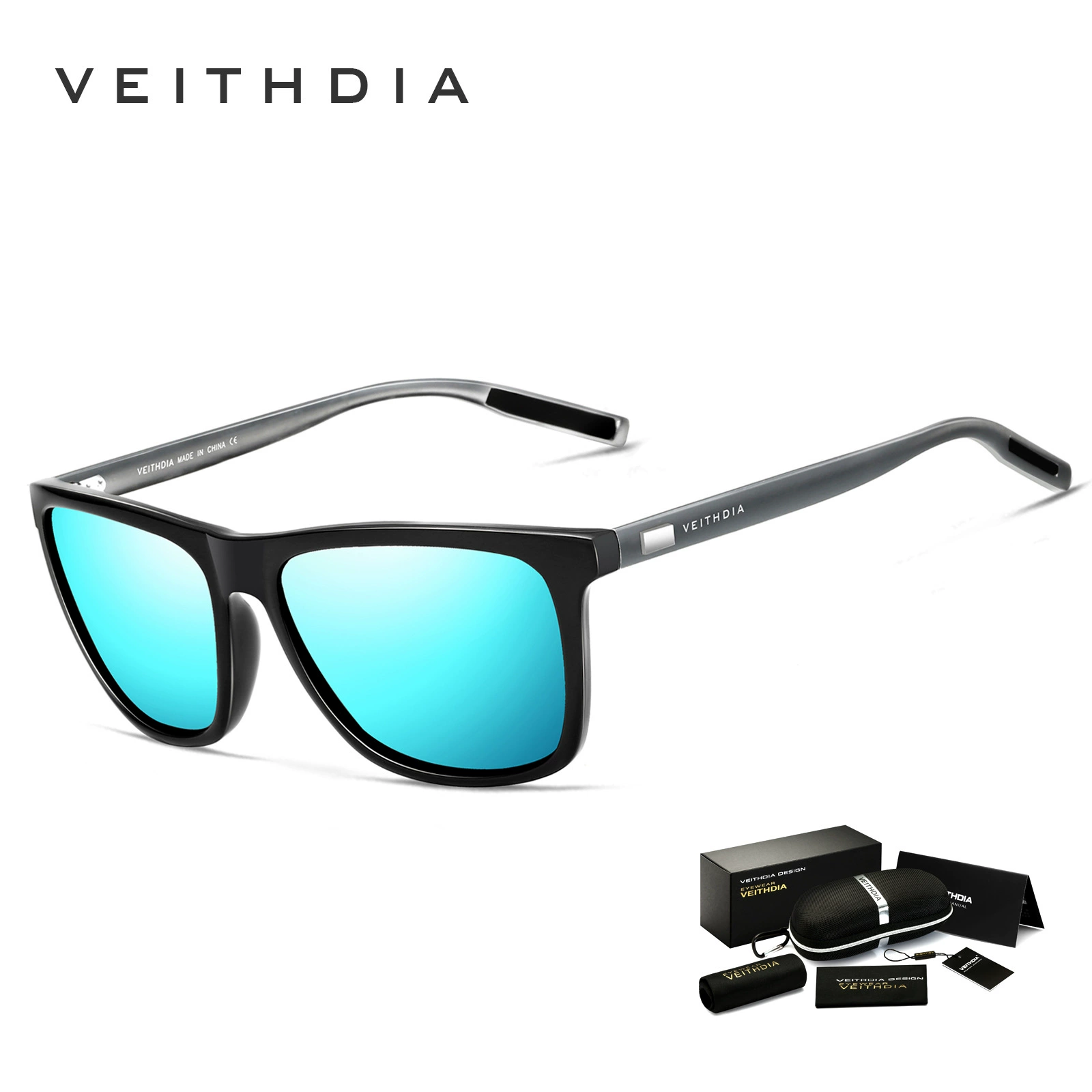 Sunglasses (VEITHDIA) Square Frame, Unisex, UV Protection, Multiple Frame & Lens Options