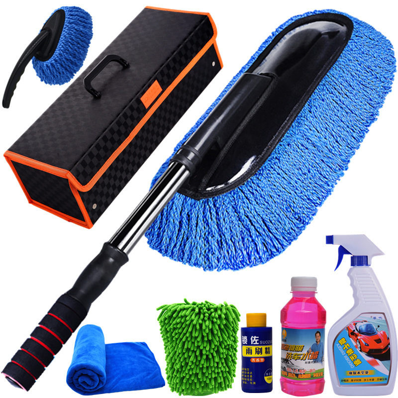 Auto Supplies Dust Duster Set Soft Hair Long Handle Telescopic Car Wipe Artifact Mop Brush Car Wash Tool