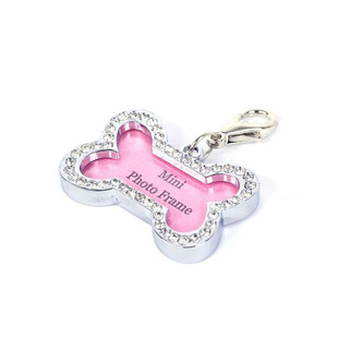 British Style Pet Identity Tag Pet Collar Jewelry Pendant Small Bone Diamond Frame Can Be Handwritten Dog Tag