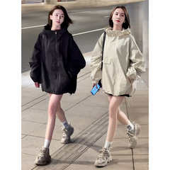 欧货时尚连帽工装冲锋衣外套女初秋季新款宽松运动休闲百搭夹克潮