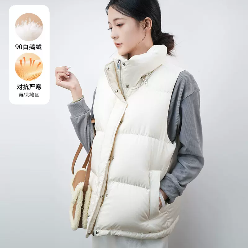 羽绒服90白鹅绒休闲女式外穿羽绒马甲保暖百搭外套定制日韩春季
